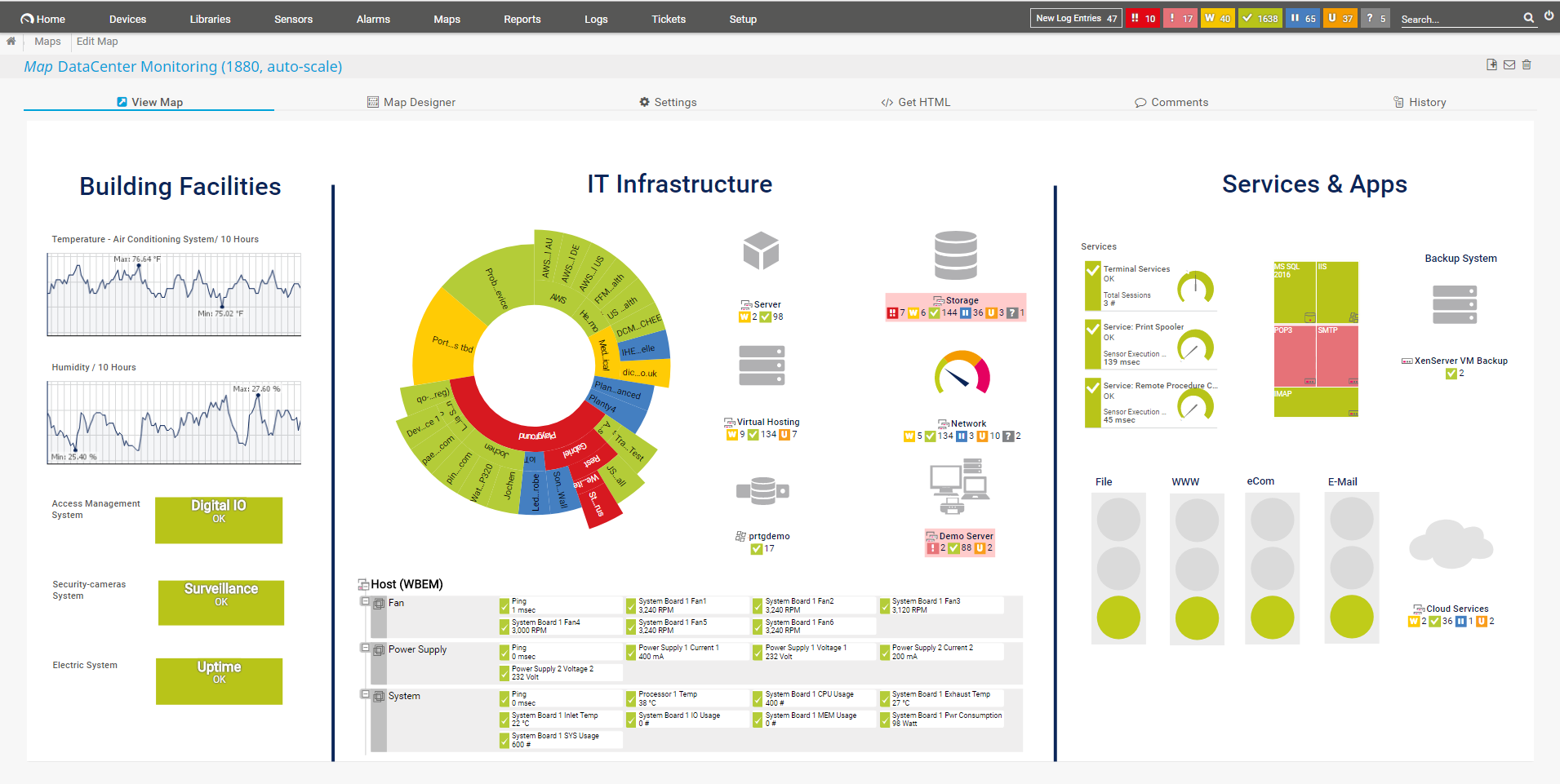 Paessler PRTG interface